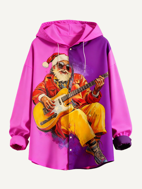 Crazy Rock Disco Santa Claus Helps You Wear a Hoodie