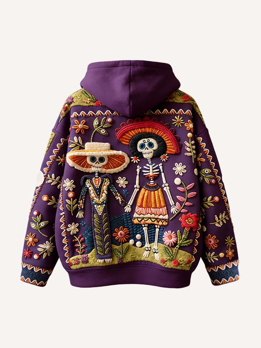 Mexican Vintage Rancher Couple Graphic Print Hoodie