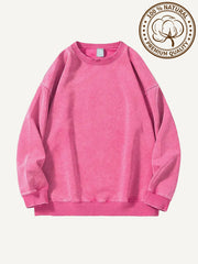 100% pure cotton washed and thickened crew neck multi-color textured sweatshirt