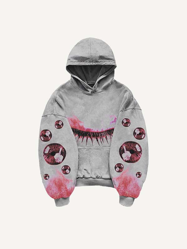 Eye Print Slant Pockets Hoodie