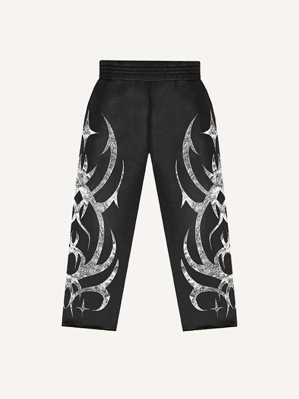 Graphic Print Elastic Waist Pants