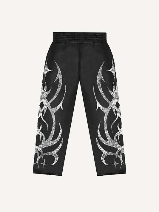 Graphic Print Elastic Waist Pants