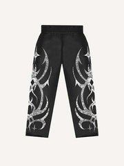 Graphic Print Elastic Waist Pants