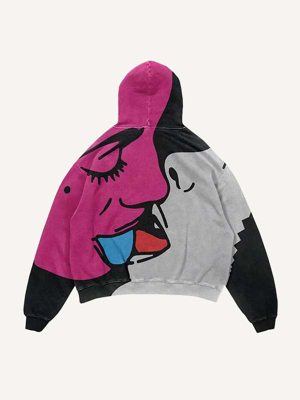 Figure Print Slant Pockets Hoodie