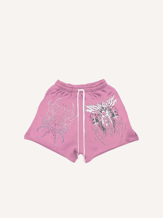 Figure&Wing&Graphic Print Drawstring Waist Shorts