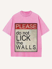 Distressed Washed Letter Print Round Neck T-shirt