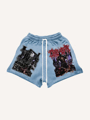 Hand-painted dark style rap shorts