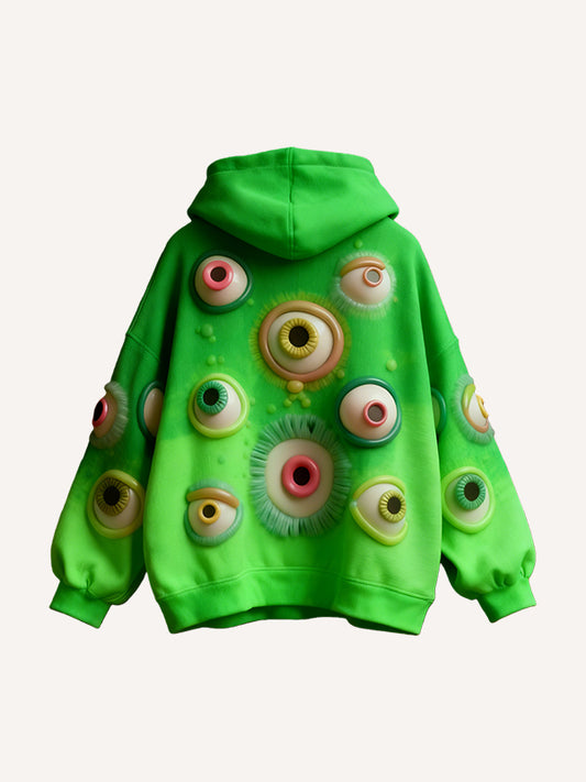Alien Big-Eyed Monster Spooky Gradient Print Sweatshirt
