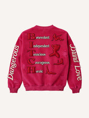 Do not touch the dangerous woman is red lips corduroy print sweatshirt