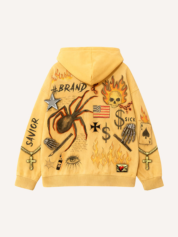 Broken Five Poisons Blessing Mysterious Powers of the East and West Printed Sweatshirt