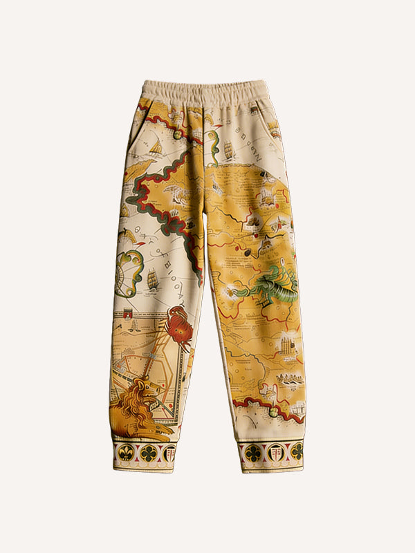 Treasure Map Print Trousers from a Mysterious World