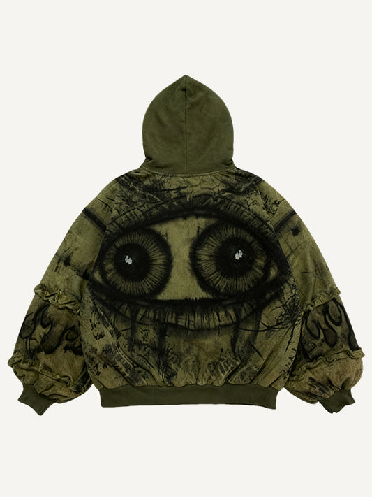 Skull Heart Series Double Pupil Eyes Hand-drawn Illustration High-end Hoodie