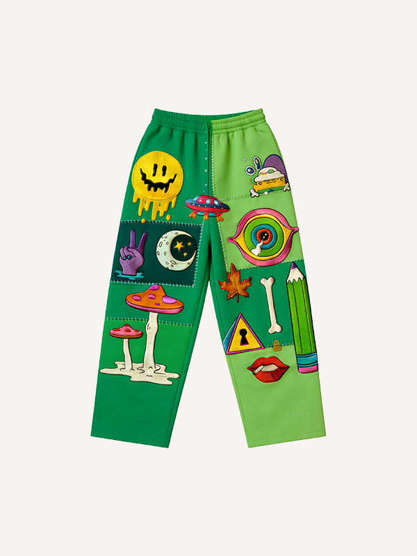 The Secret That Round Cannot Be Told Printed Cardigan Hooded Pants