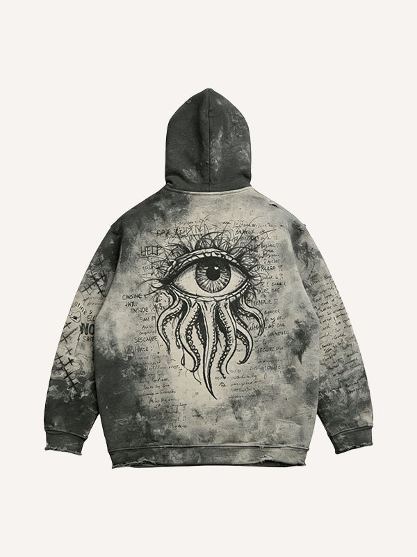The furious roar—who can understand this distressed printed hoodie