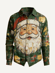 Christmas festive Santa Claus patterned shirt for dads gift