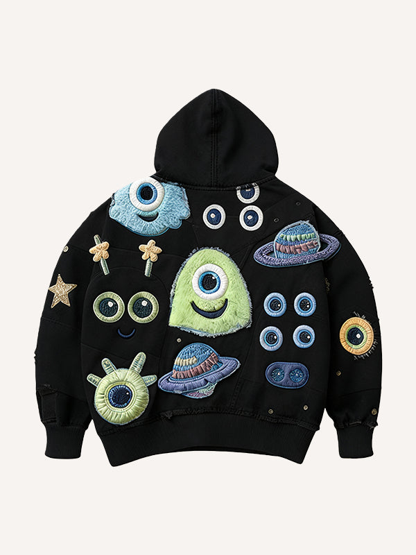 Cute patchwork one-eyed monster fashion sweatshirt