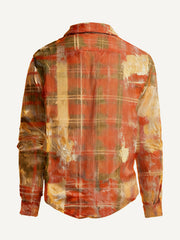 Distressed Christmas-style plaid shirt