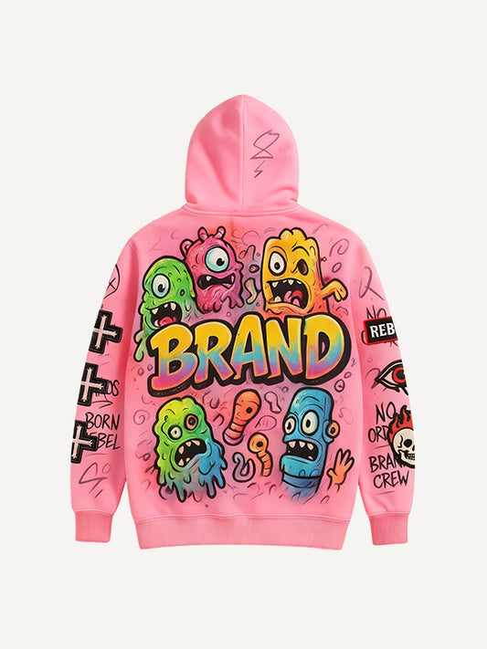 Invincible Monster Battle Warm Printed Hoodie