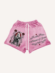 Hand-painted dark witch textured shorts