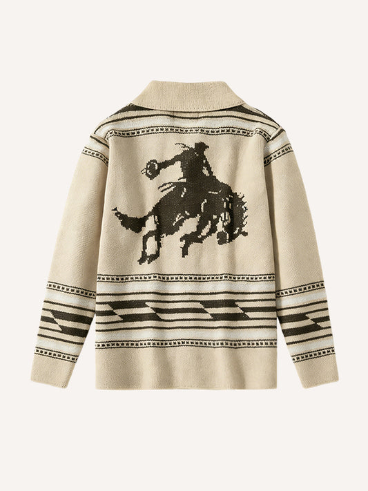 Western Classic Trendy Denim Jacquard Thick Sweater