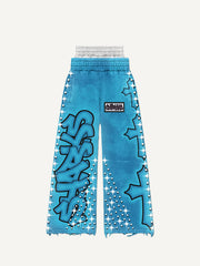 Two-tone spray-painted art trousers