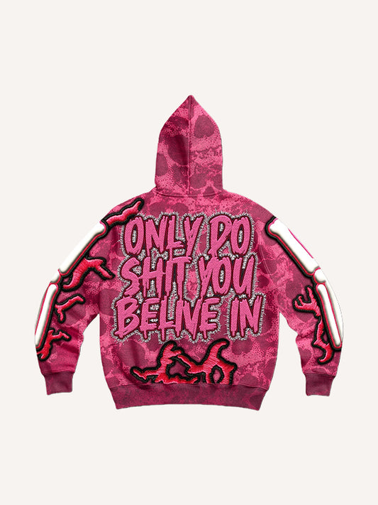 Hooded Skull Print Sweatshirt - Stylish All-Season