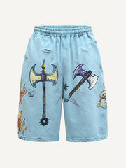 I am the Skeleton King hand-painted distressed shorts