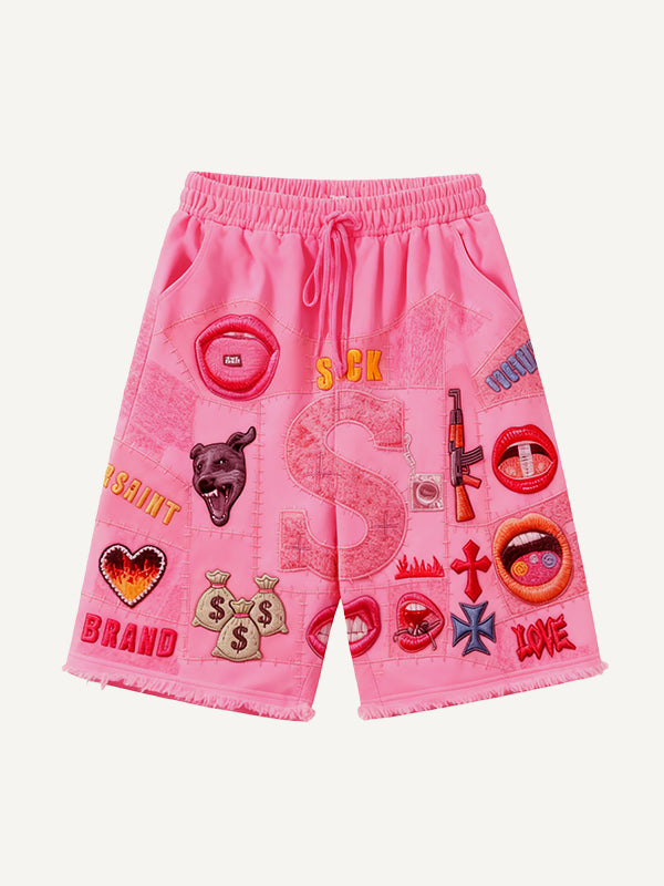 Dangerous Red Lips Comfortable Hooded Shorts