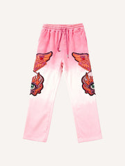 Colorblock All-Seeing Eye and Free Eye Angel Guardian Embroidery Pants