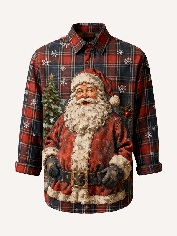 3D Printed High-End Christmas Collar Plaid Shirt