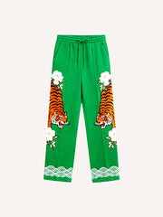 Artistic illustration jacquard print all-season trousers