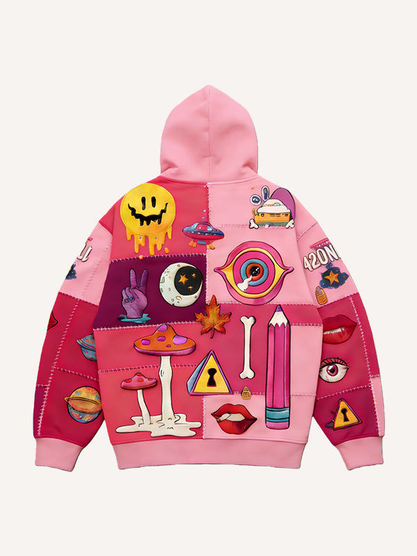 The Secret That Cannot Be Told Printed Cardigan Hooded Sweatshirt