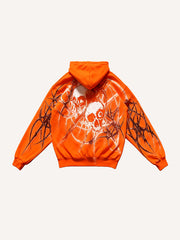 Hand-drawn illustration skull prayer print hoodie