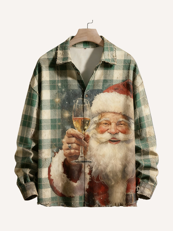 Cheers to Christmas! Checkered print collared shirt