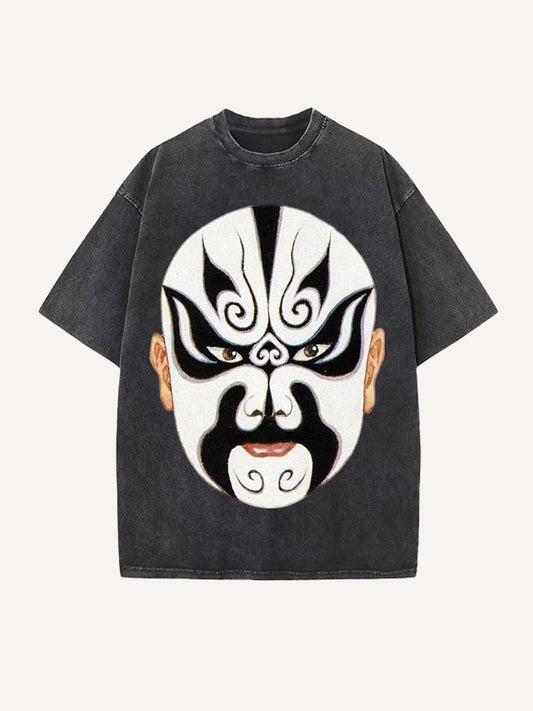 Trendy Peking Opera mask hand-painted personalized short-sleeved T-shirt
