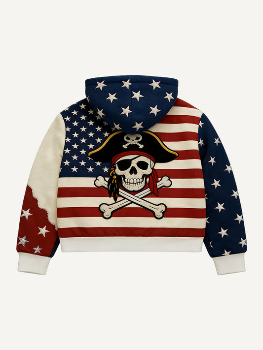 Pirate Set Sail American Graphic Print Hoodie | Oversized Streetwear Sweatshirt