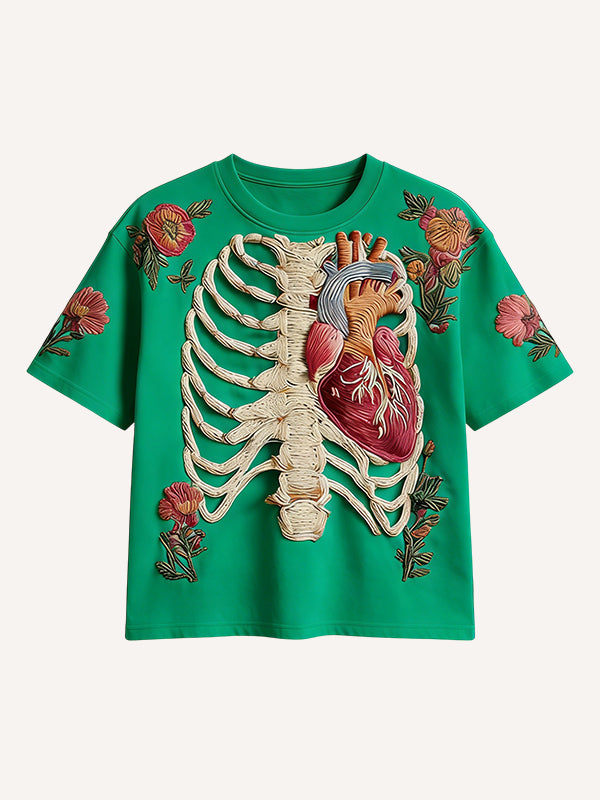 Love Is Forever Skeleton Print T-Shirt