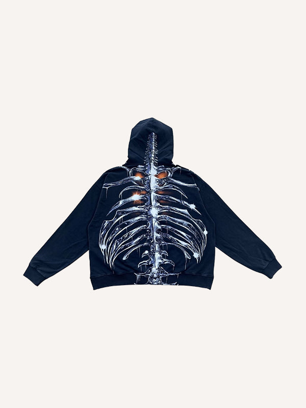 Kapuzenpullover mit Figure&amp;Wing-Grafikdruck und schrägen Taschen 