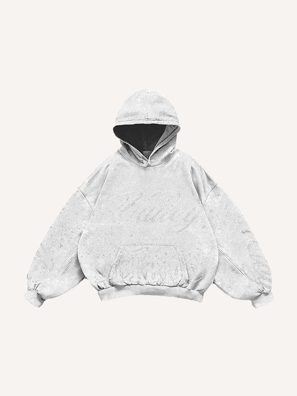 Retro distressed double hooded sweatshirt