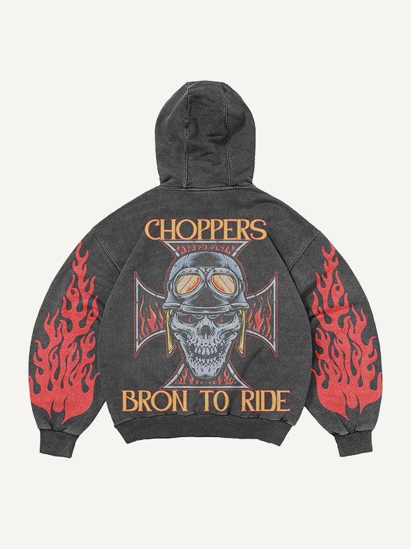 Hellfire Death Biker Print Sweatshirt