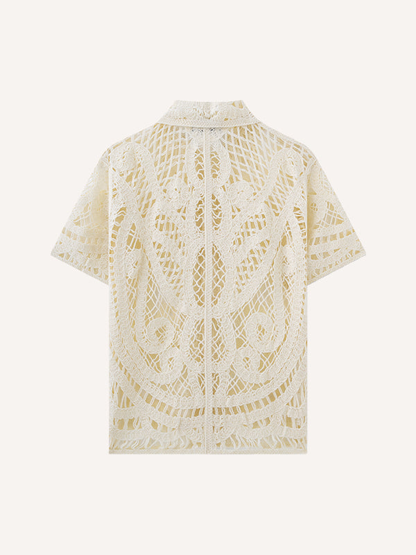 White tranquil spring jacquard shirt