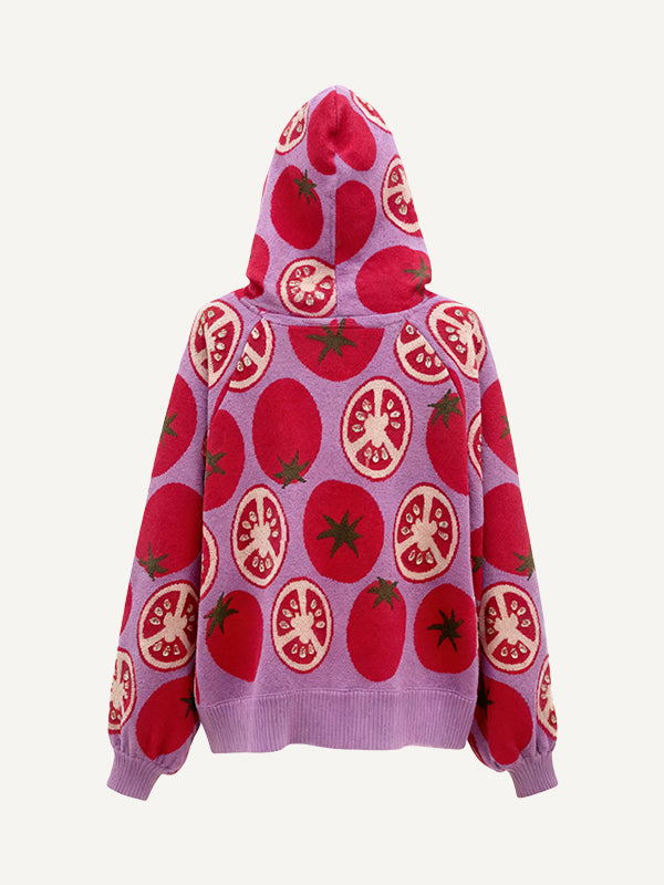 Old Money Style Fruit Print Hoodie