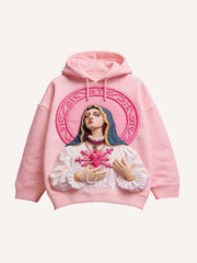 Virgin Mary Faith Always In My Heart Y2K Graphic Hoodie