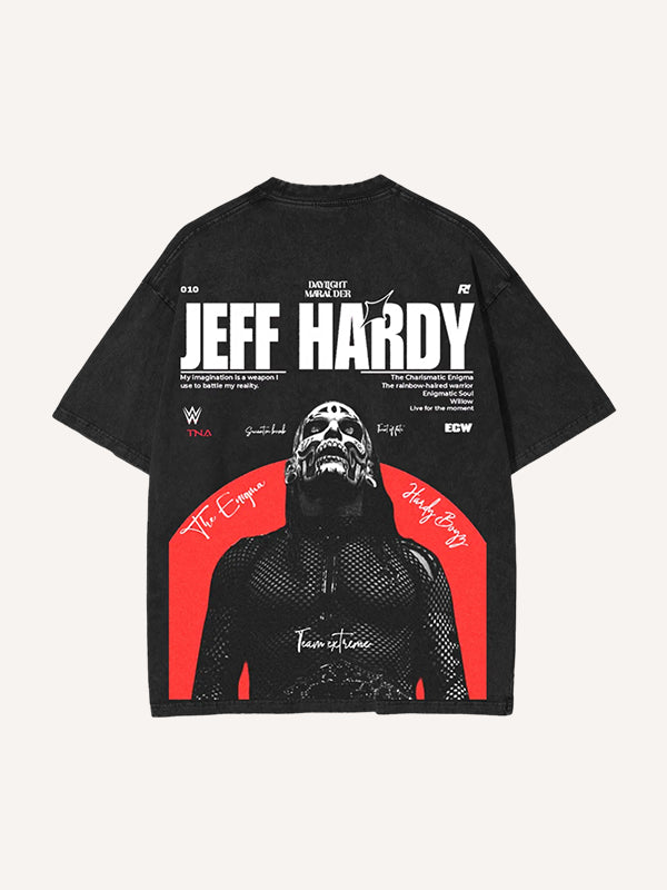 Jeff Hardy Enigma Vintage Wrestling Unisex Washed T-Shirt