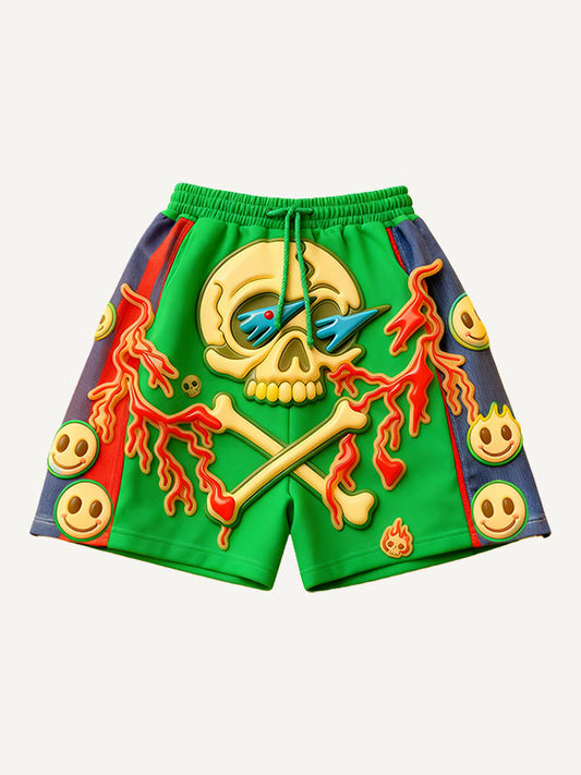 The pirate's eyes are flashing with lightning! Warm foam printed shorts