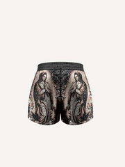 Mary&Pray&Floral Print Drawstring Waist Shorts