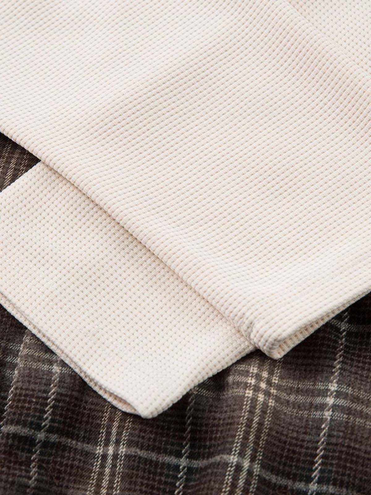 Cotton Street Distressed Plaid Faux Two-Piece Shirt
