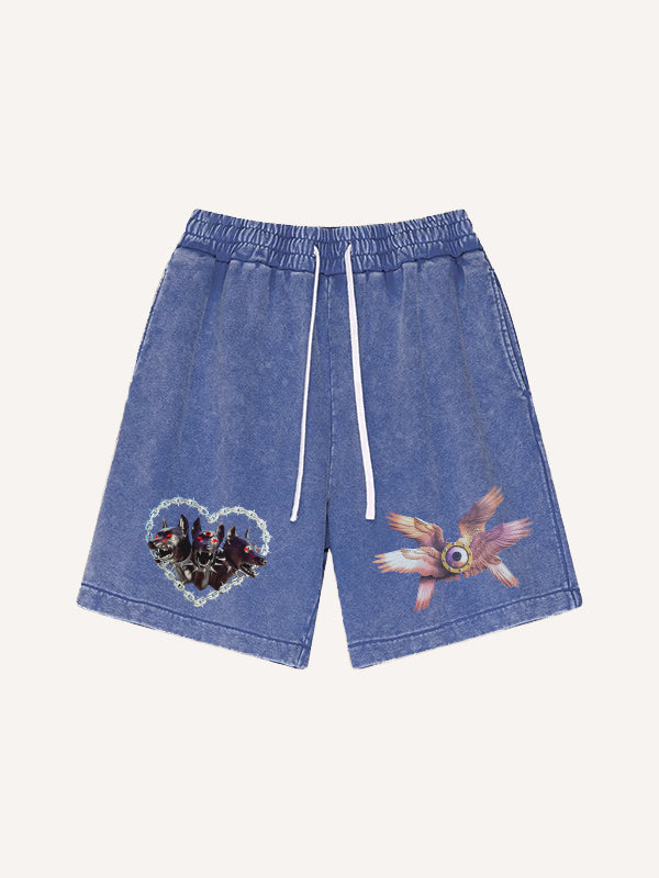 One thought can lead to hell another to heaven Water-washed shorts