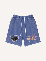 One thought can lead to hell another to heaven Water-washed shorts