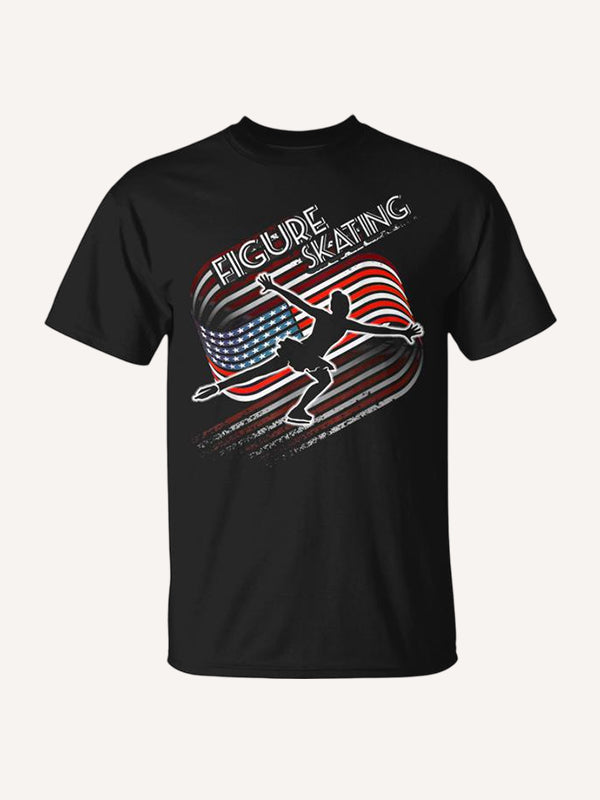 American Flag Ice Skating Figure Skater 4th Of July T Shirt T-Shirt